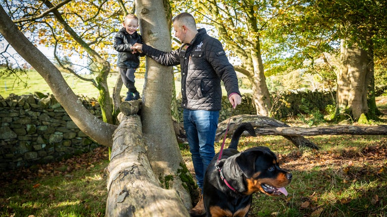 Family enjoying Rowallane Garden in Autumn